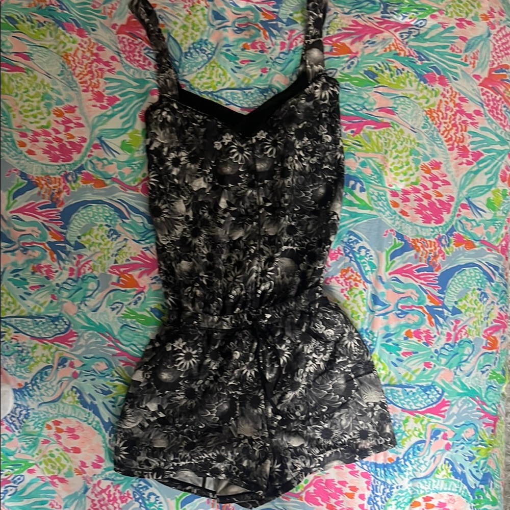 Floral Black Romper